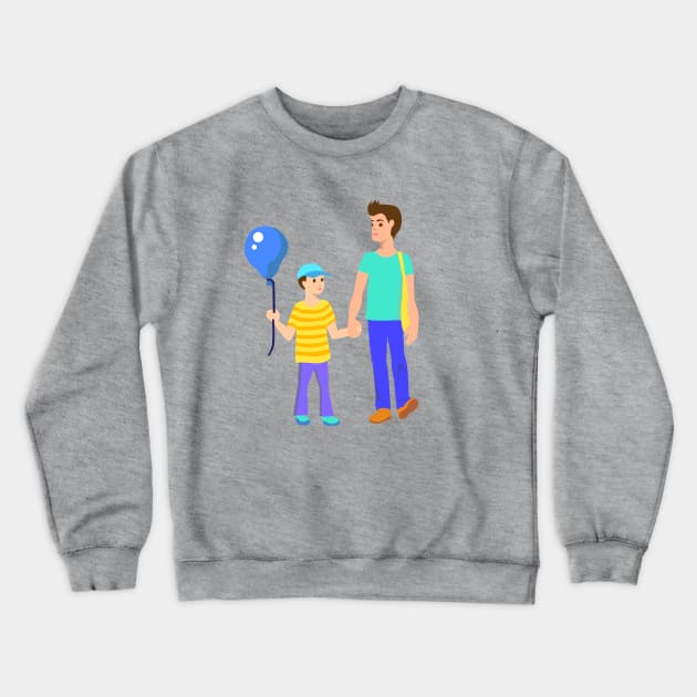 Father and Son Walking Crewneck Sweatshirt by holidaystore